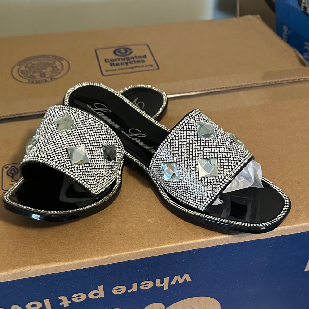 Elegant Black and Silver Women's Sandals